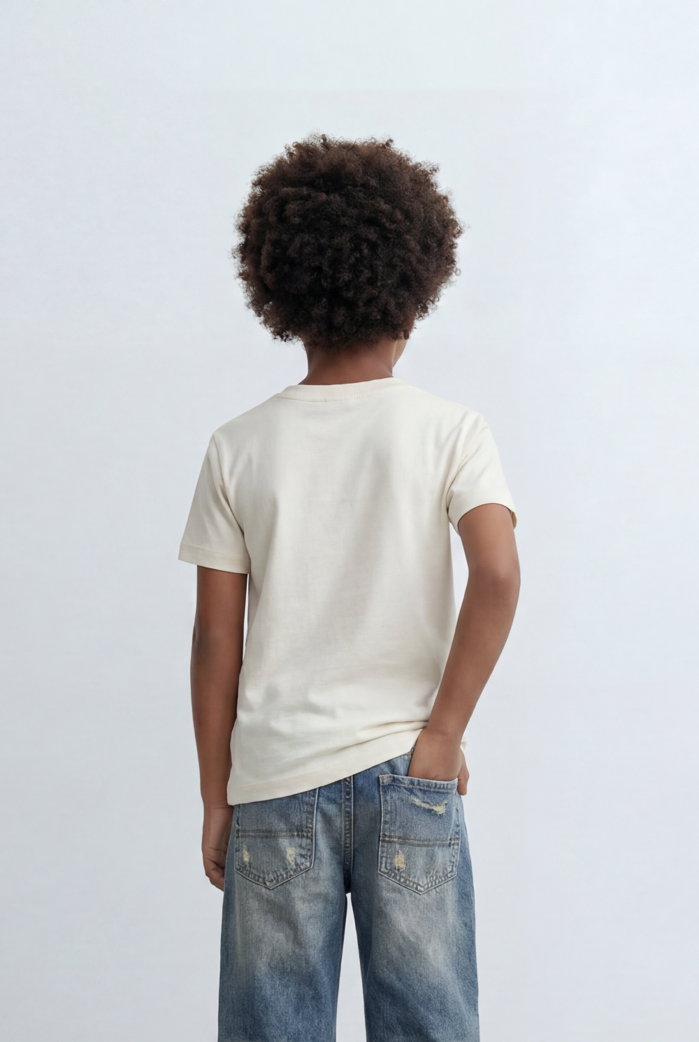 Boy's Shoulder Tape Details T-Shirt Typography Print