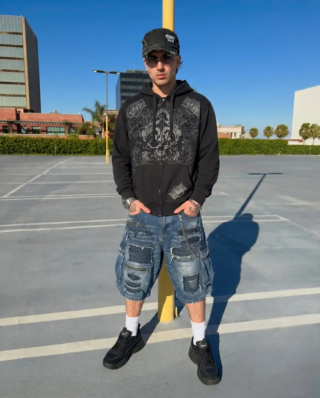 Punk Skull Hoodie Dark Gothic Oversized Streetwear