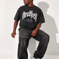 Gothic Letter Wash Short Sleeve Men