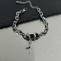 Onyx Cross Charm Bracelet