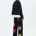 Letter Embroidered Patch Jeans