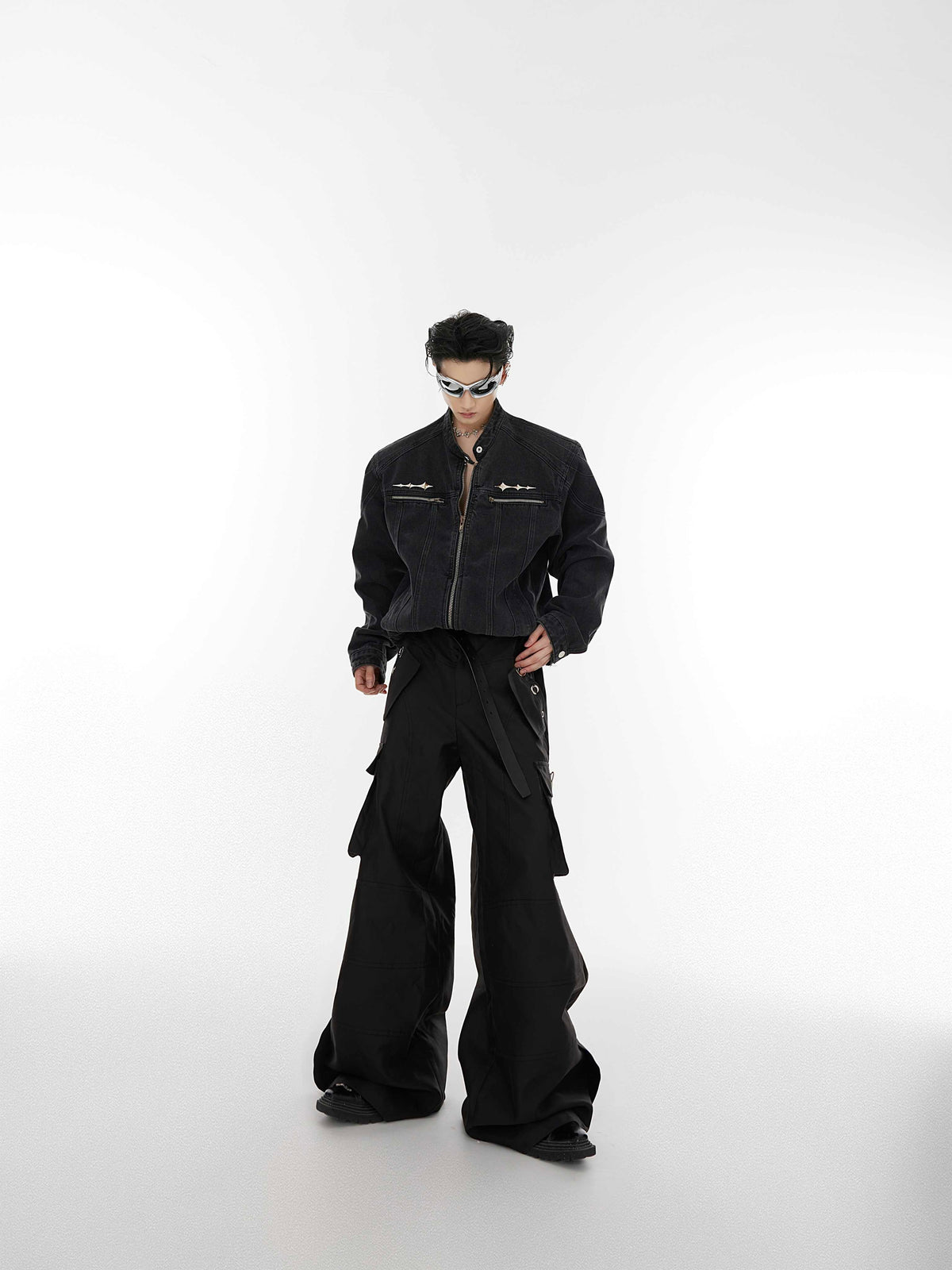 Metal Design Collarless Jacket