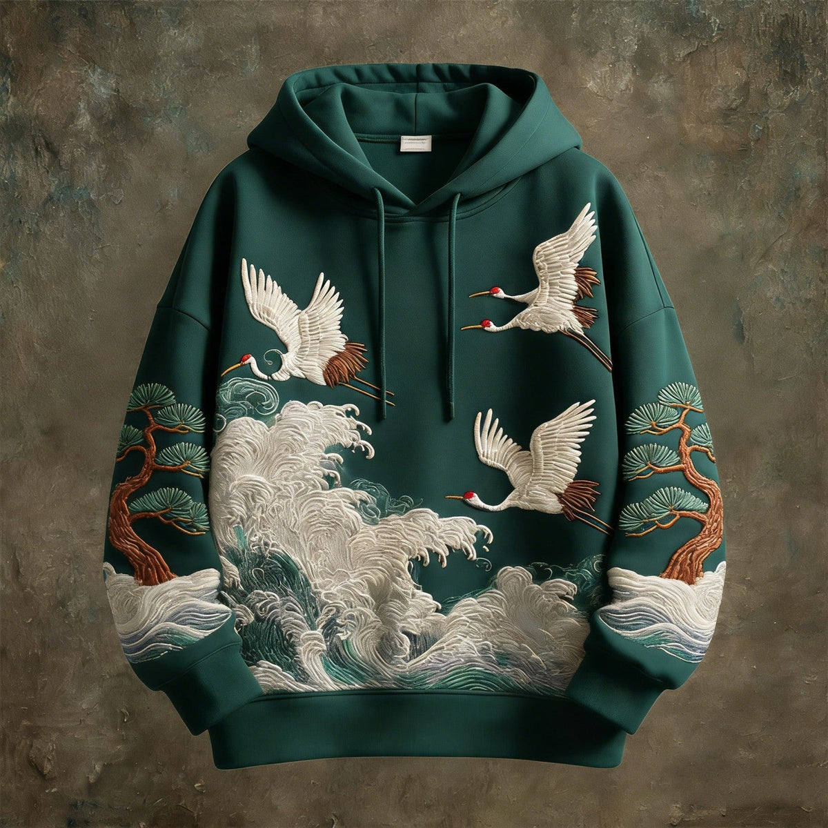 Embroidered Crane Hoodie