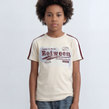 Boy's Shoulder Tape Details T-Shirt Typography Print