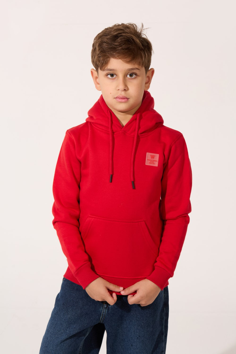 Tomato Plain Slim Fit Boy's Hoodie