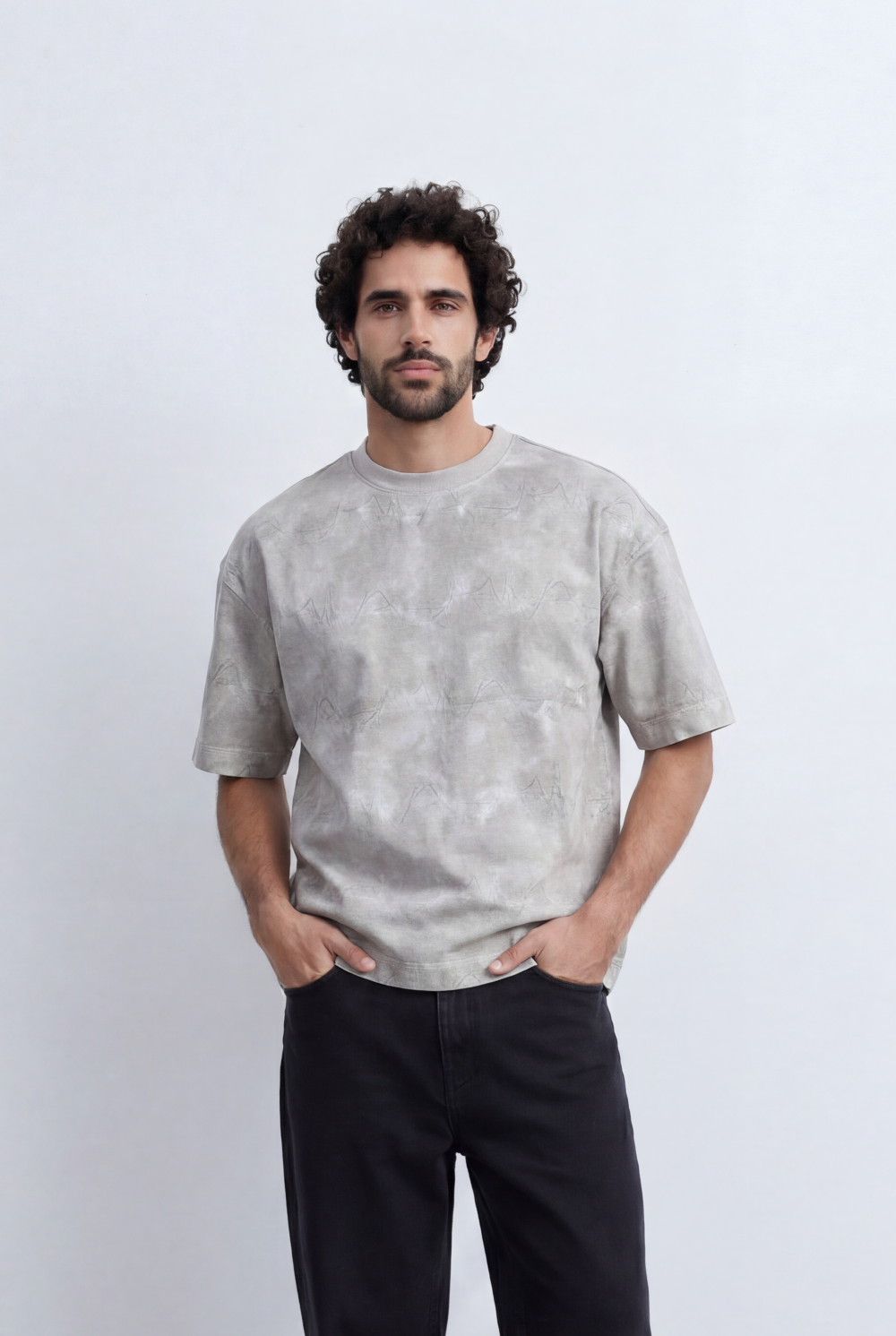 Men’s Washed Graphic T-Shirt Tonal Abstract Pattern