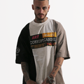 Men’s Split Panel T-Shirt Color Block Design Mixed  Look Oversized