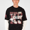 Men’s Washed Layer T-Shirt Speckled Fade Texture Oversized