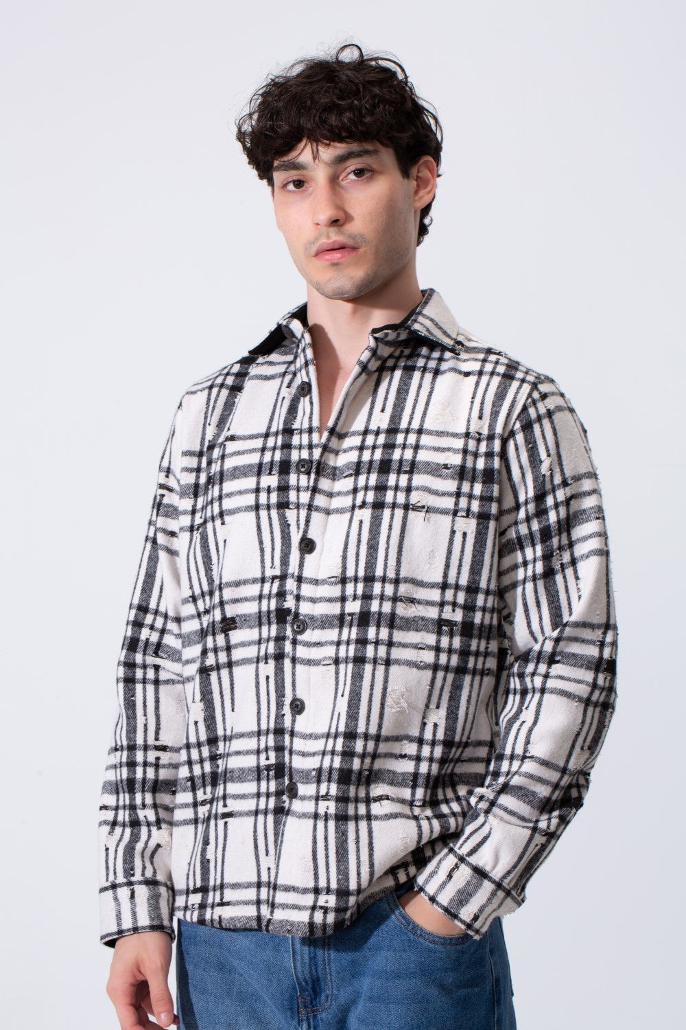 Regular Fit Plaid Padded Men Shirt