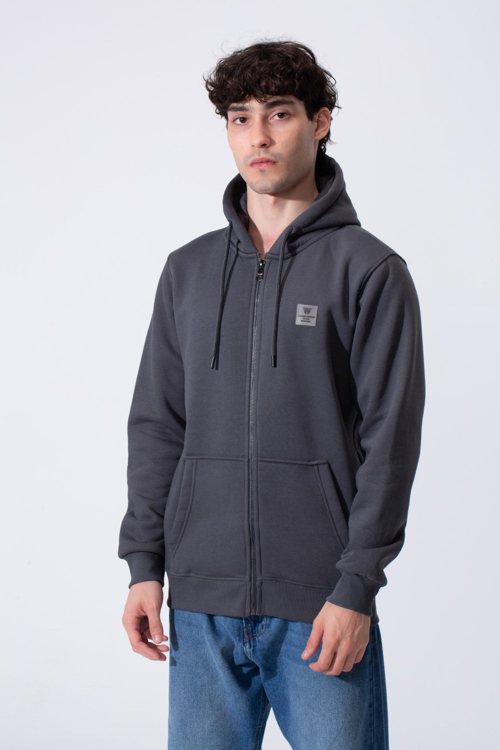 Fleece Men Zip Hoodie Slim Fit