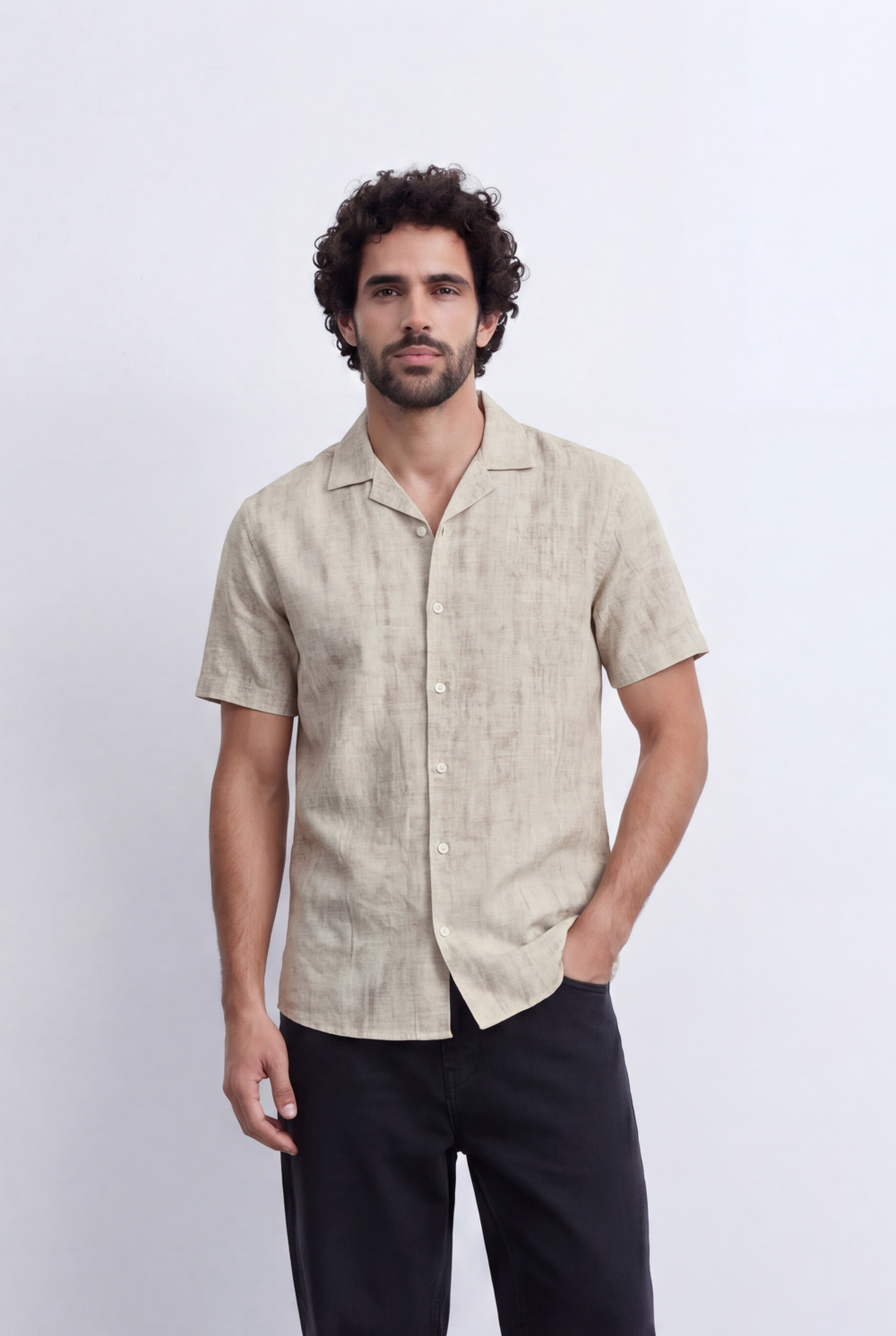 Men’s Linen Blend Shirt Short Sleeve