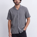 Men’s Resort Collar Shirt Textured Stripe Detail