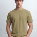 Men’s Fine Ribbed Surface Detail Basic Feel T-Shirt
