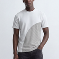Men’s Textured Panel T-Shirt Contrast Stripe Detail Modern