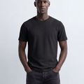 Men’s Structured Knit T-Shirt Grid Texture Surface