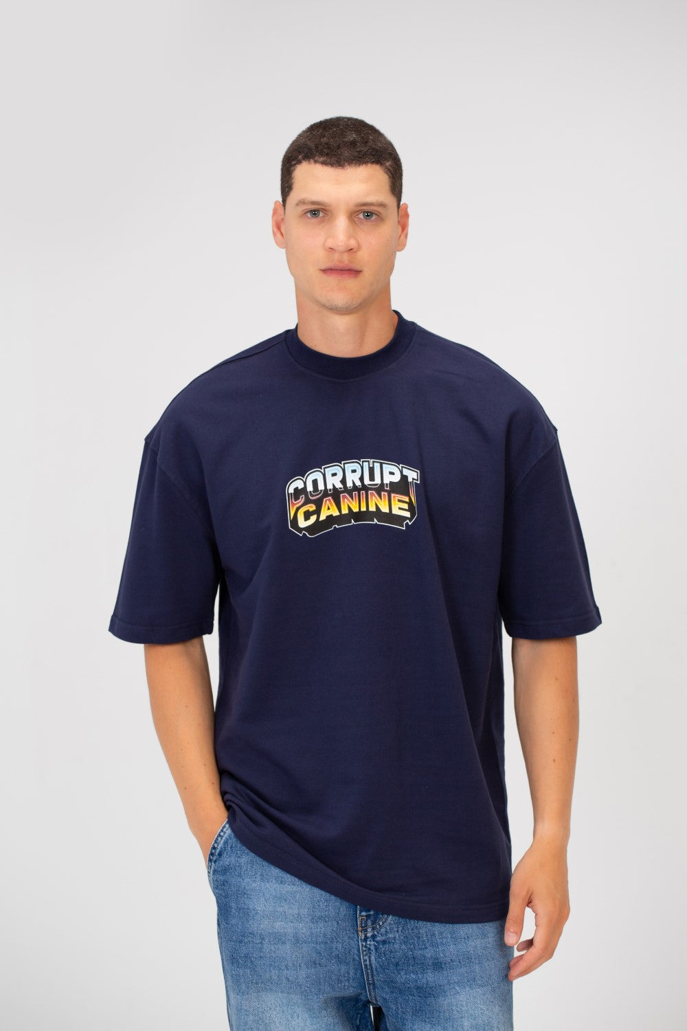Men’s Oversized Bold Back Print Sharp Spike T-Shirt CK9