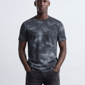 Men’s Acid Wash T-Shirt Crack Texture Print  Slim Fit