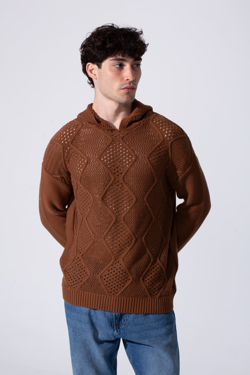 Slim Fit Transparent Men Hood Sweater