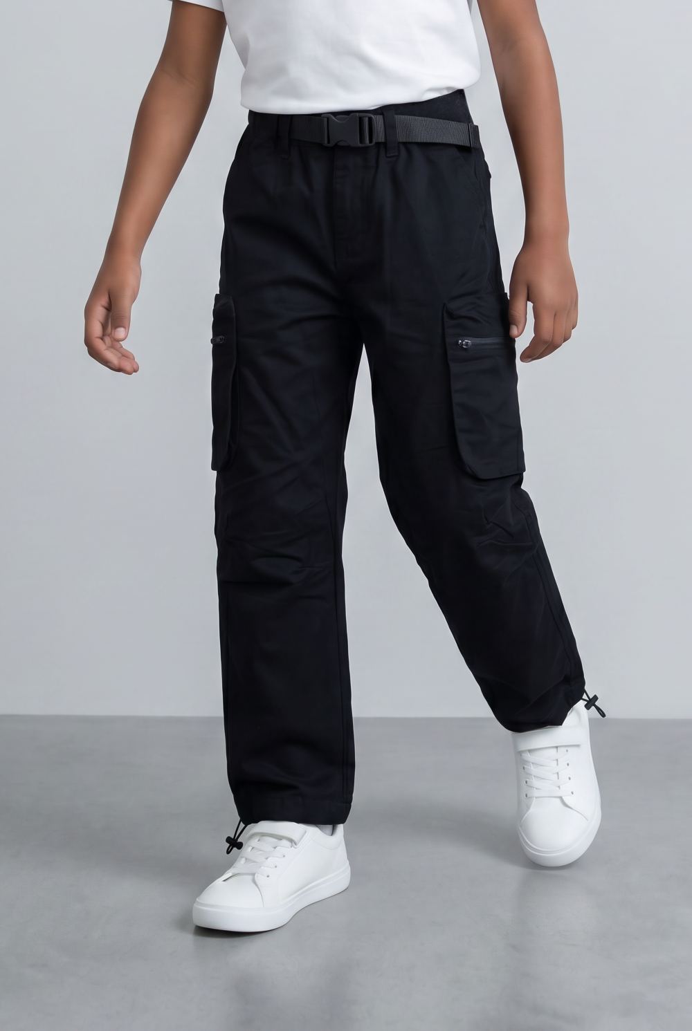 Boy's Cargo Pants Adjustable Belt Utility Pocket Detail
