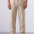 Tomatos Men's Pleated Linen Trousers with Integrated Belt