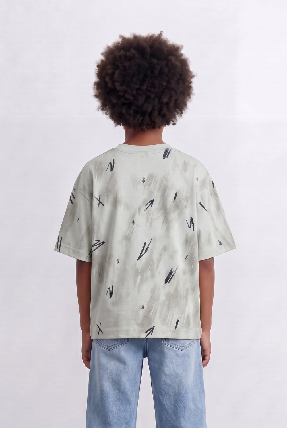 Boy's Abstract Wash T-Shirt  Graphic Print Streetwear Style