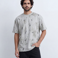 Men’s Abstract Wash T-Shirt Scribble Print Detail