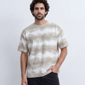 Men’s Textured Horizontal Pattern T-Shirt Tie Dye Stripe