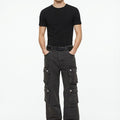 Retro Washed Wide Leg Cargo Jeans