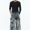 Distressed Utility Cargo Denim