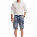 Washed Loose-Fit Denim Capri Shorts