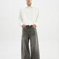 Washed Loose Gray Denim Jeans