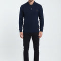 Striped Jacquard Zip Sweater