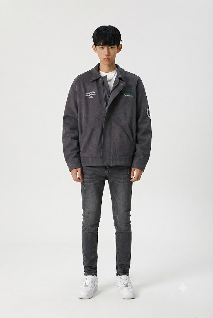 Suede Embroidered Coat