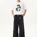 Stitching Wide Leg Jeans Retro Cotton Style