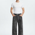Washed Deconstructed Wide-Leg Denim